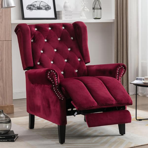 red velvet recliner chair