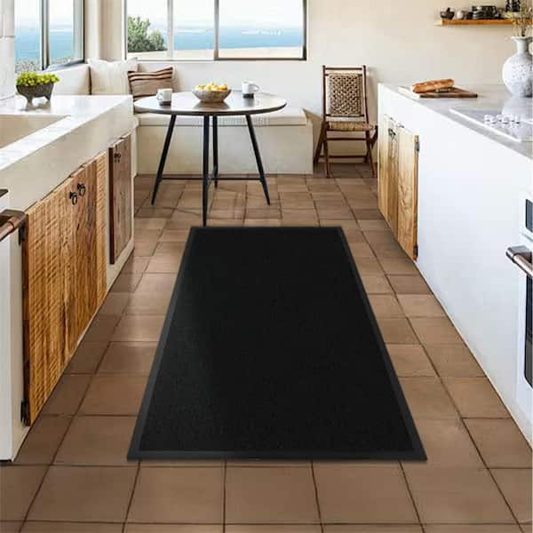 35 x 59 in. Front Door Mat Indoor Outdoor Entrance Waterproof Heavy Duty Doormat in Black