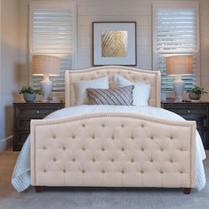 Marcella Sky Neutral Queen Upholstered Bed