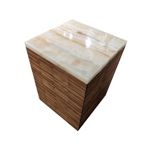 Benjara 18 in. Brown Square Wood End Table with Wooden Frame