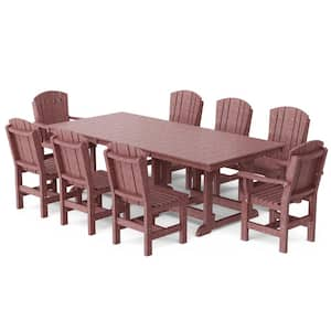 Heritage Cherrywood 9-Piece Plastic Outdoor Patio Dining Set