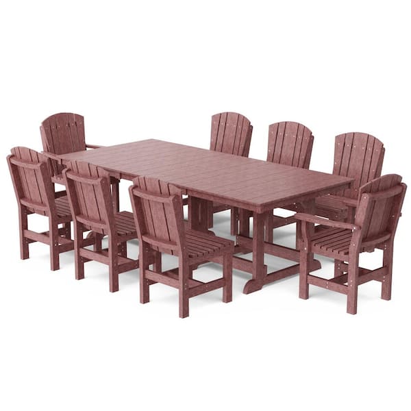 Wildridge Heritage Cherrywood 9-Piece Plastic Outdoor Patio Dining Set