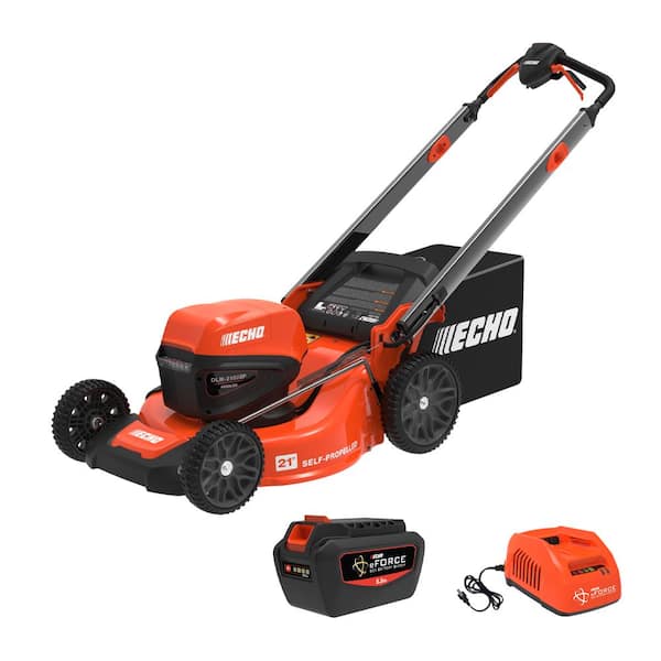 ECHO eFORCE 56V 21 in. Cordless Battery Walk Behind Self-Propelled Lawn Mower with 5.0Ah Battery and Charger
