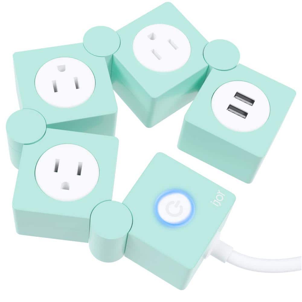 5 ft. Extension Cord 3-Outlet Power Strip Surge Protector in Mint Green with 2-USB Ports for Phone and Laptop Charging price history on PriceWatchPro