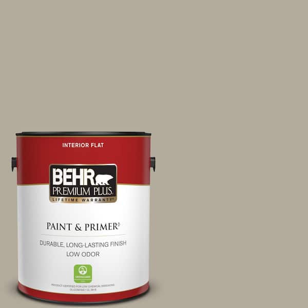 BEHR PREMIUM PLUS 1 gal. #PPF-33 Terrace Taupe Flat Low Odor Interior Paint & Primer