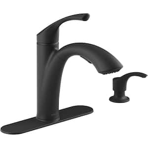Mistos Single-Handle Pull-Out Sprayer Kitchen Faucet in Matte Black
