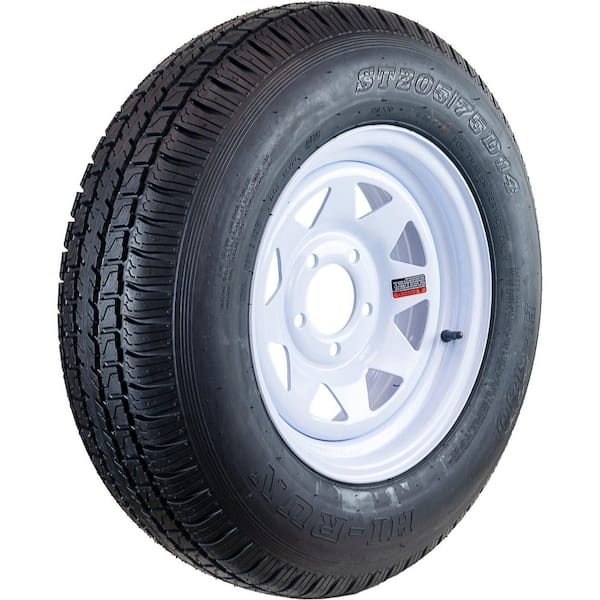 Hi-Run 8 Spoke White 50 PSI ST205/75D14 and 14 in. x 6.0 in. 5-4.5