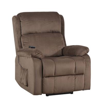 Brown Soft Fabric Power Lift Recliner Chair with Remote Control
