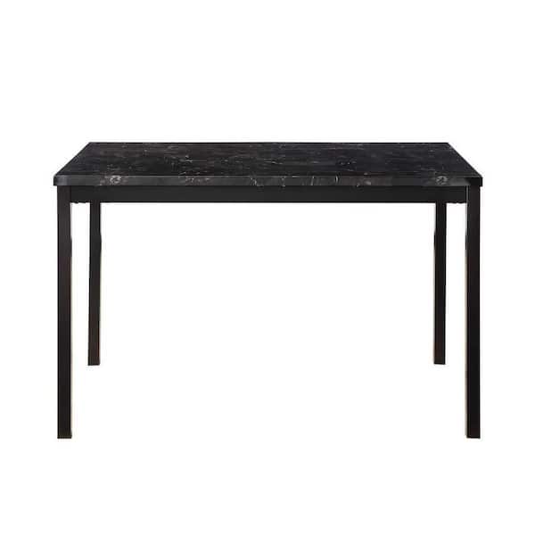 EVERGLADE HOME Jemez 48 in. Rectangular Black Faux Marble Top Dining Table with Black Metal Frame (Seats 4)