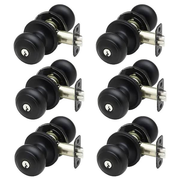 Colonial Black Entry Door Knob (6-Pack)