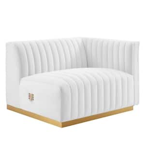 Conjure White Channel Tufted Performance Velvet Right-Arm Chair