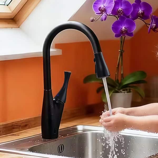 16.5 in. Dual Sensor Single-Handle Pull-Down Sprayer Kitchen Faucet with 360 ° Swivel Spout in Oil Rubbed Bronze