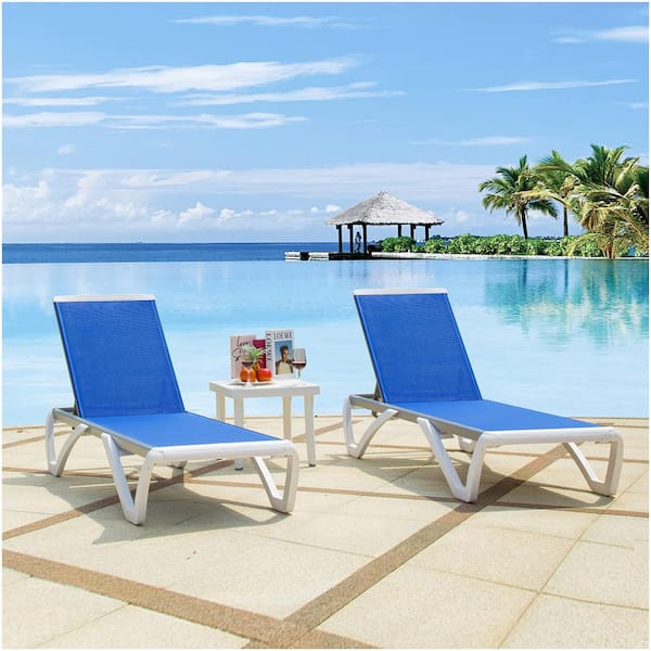 domi outdoor living 3-Piece Outdoor Adjustable Chaise Lounge with Side Table