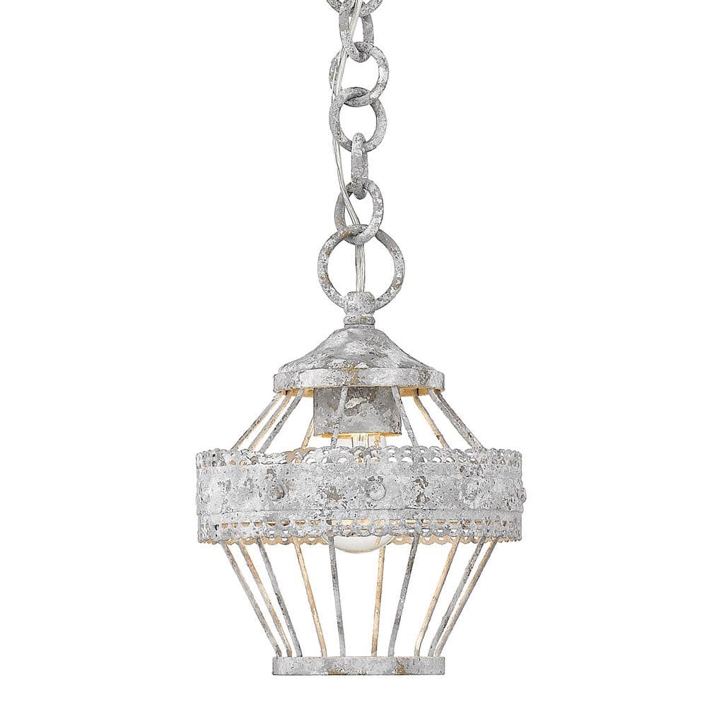 Ferris Oyster White Mini Pendant with Rustic Scalloped Design