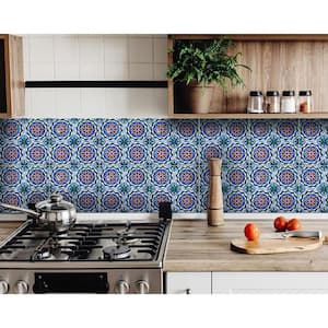 Multi Colored Augustine 8 in. x 8 in. Vinyl Peel and Stick Removable Tile Stickers (10.56 sq. ft./Pack)