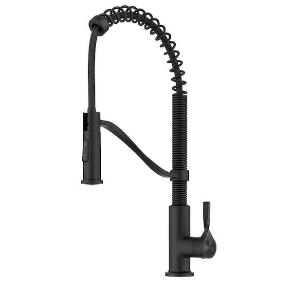 KRAUS Torak Matte Black 19.13 in. H Pull Down Sprayer Kitchen Faucet with 360° Spout Swivel