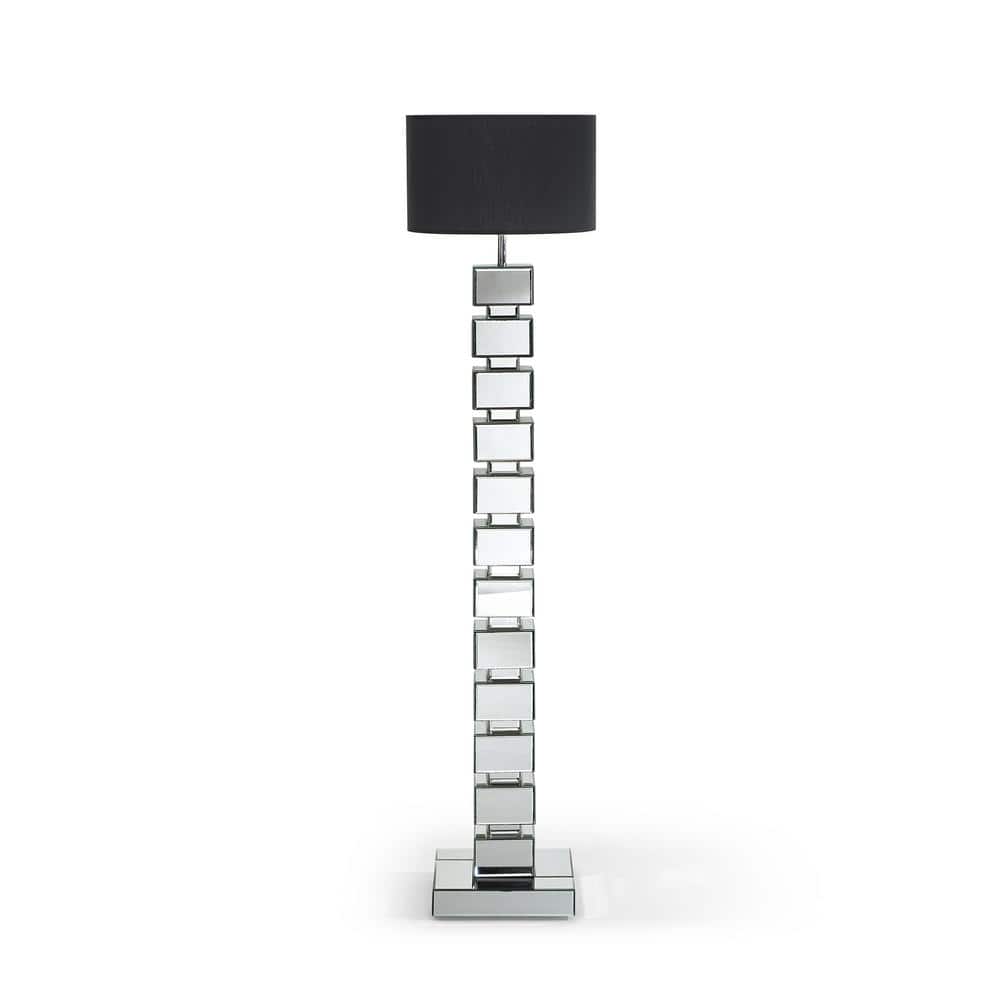 Decor 66.9 in. Silver Floor Lamp with Black Lampshade