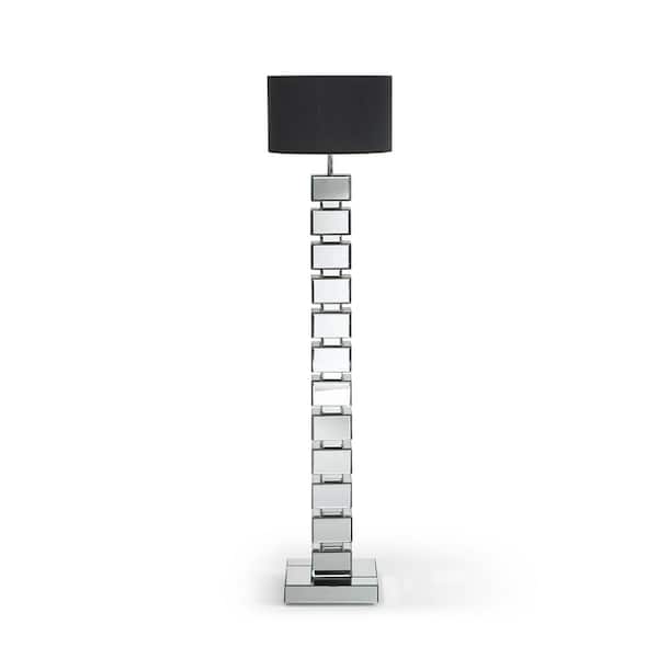 Decor 66.9 in. Silver Floor Lamp with Black Lampshade