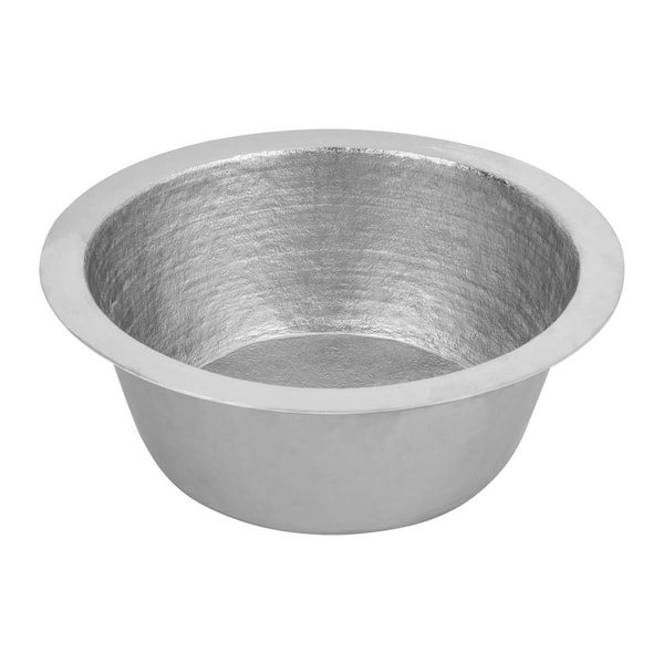 Terra Firma 9 Gauge Copper 14 in. x 5 in. Undermount Round Bar Sink in Nickel w/2 in. Drain Size