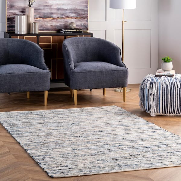 Maile Denim Stripes Blue 5 ft. x 8 ft. Area Rug
