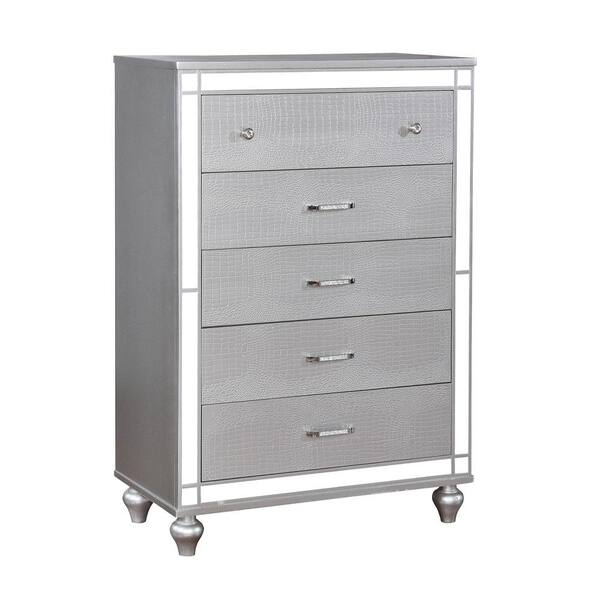 William's Home Furnishing Brachium Silver Contemporary Style Chest of Drawers