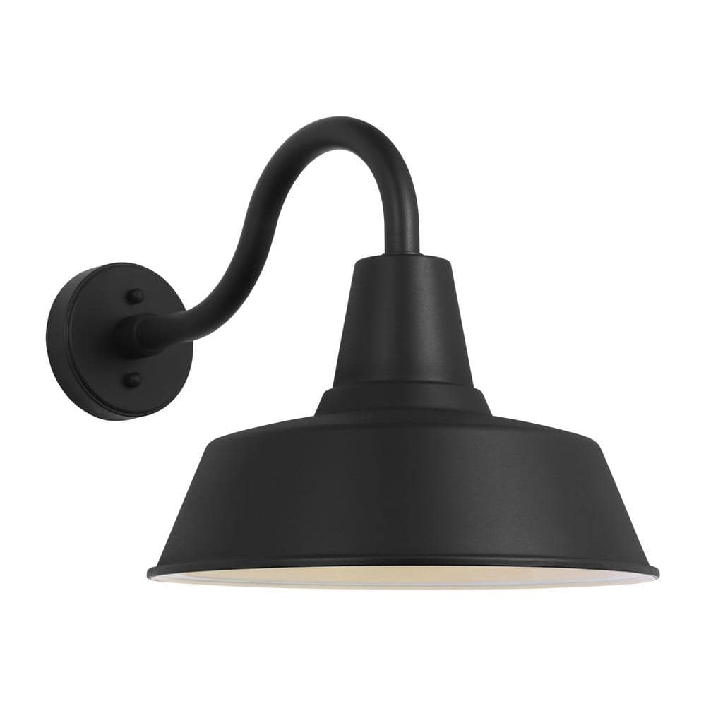 allen + roth Barn Light 1-Light 10.63-in H Matte Black Solar LED Outdoor  Wall Light 6993101012 at Lowes.com, image size:1000x1000