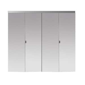 48 in. x 84 in. Beveled Edge Mirror Solid Core MDF Interior Closet Bi-Fold Door with Chrome Trim