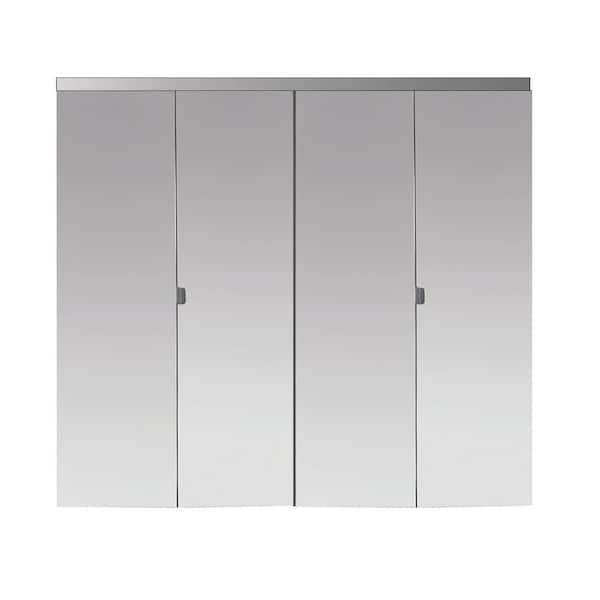 Impact Plus 66 in. x 80 in. Beveled Edge Mirror Solid Core MDF Interior Closet Bi-Fold Door with Chrome Trim