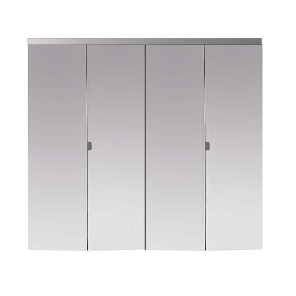 Impact Plus 54 in. x 80 in. Polished Edge Mirror Solid Core MDF Interior Closet Bi-Fold Door with Chrome Trim