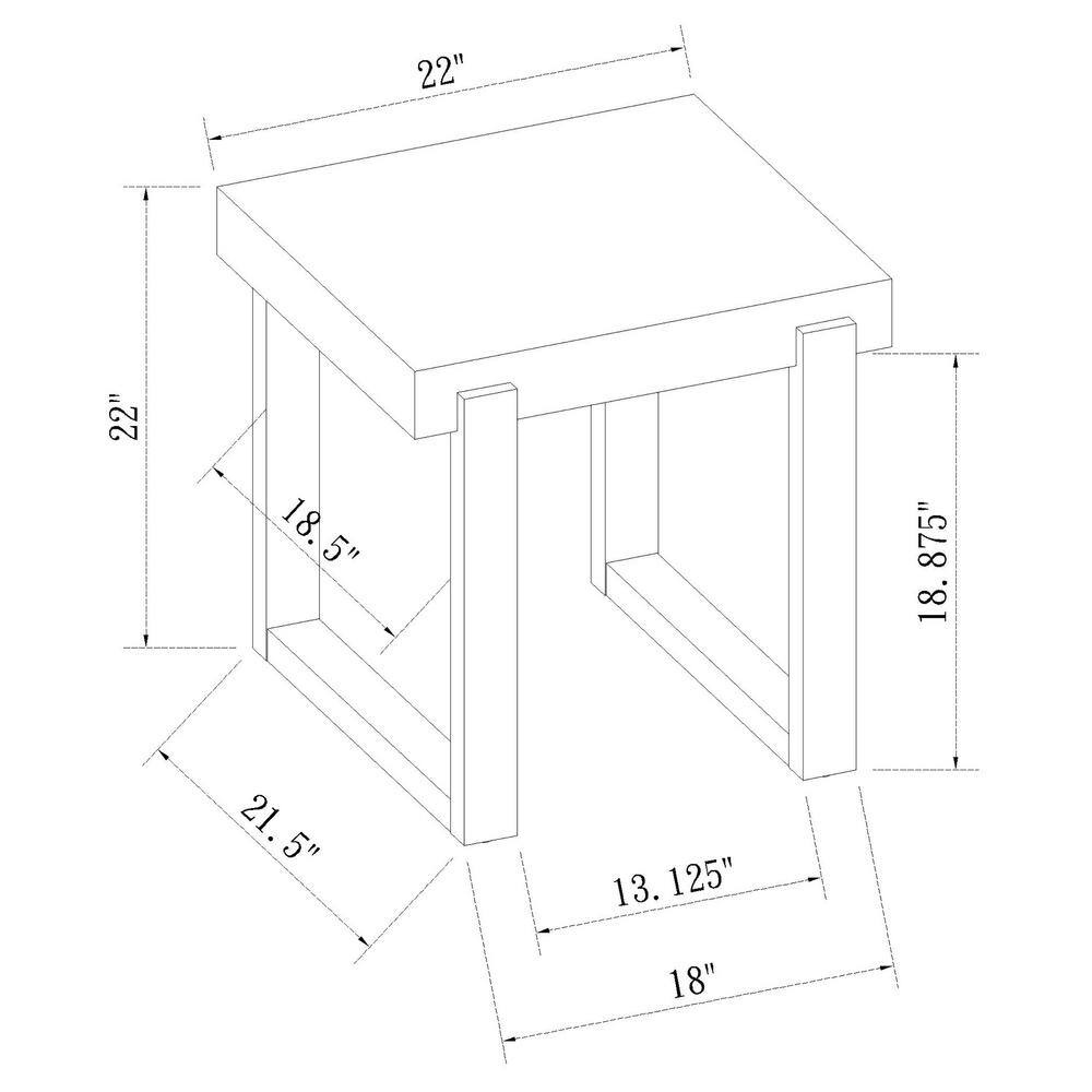 Pala White High Gloss and Natural Wood Rectangular End Table