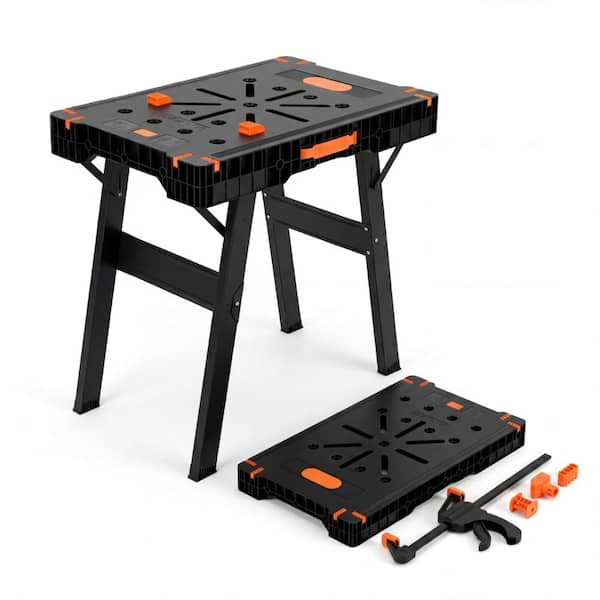 2-in-1 Folding Work Table & Heavy-Duty Sawhorse - 35" x 23" Portable Workbench - 300 lbs Capacity - Lightweight 30 lbs