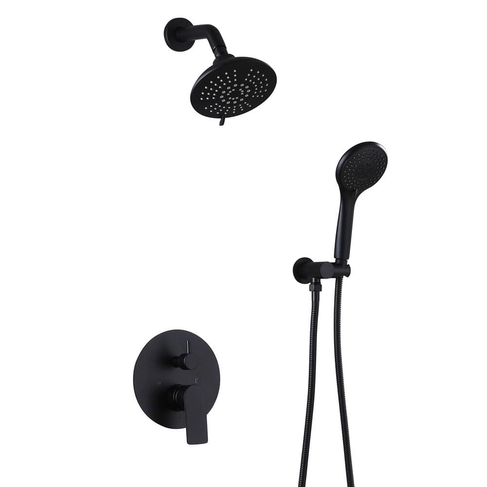 2-Spray Patterns 6 in. Round Shower Head Wall Mount Dual Shower Heads with 
