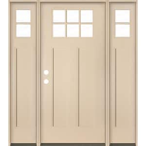 PINNACLE Craftsman 64 in. x 80 in. 6-Lite Right-Hand/Inswing Clear Glass Unfinished Fiberglass Prehung Front Door w/DSL