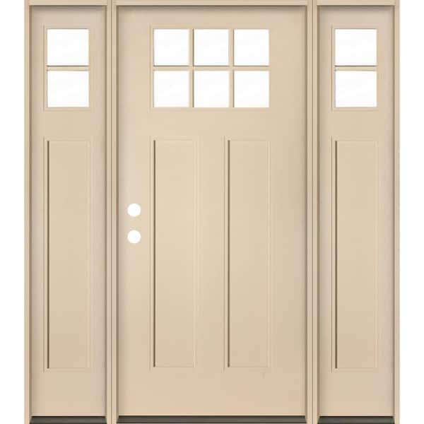 PINNACLE Craftsman 64 in. x 80 in. 6-Lite Right-Hand/Inswing Clear Glass Unfinished Fiberglass Prehung Front Door w/DSL