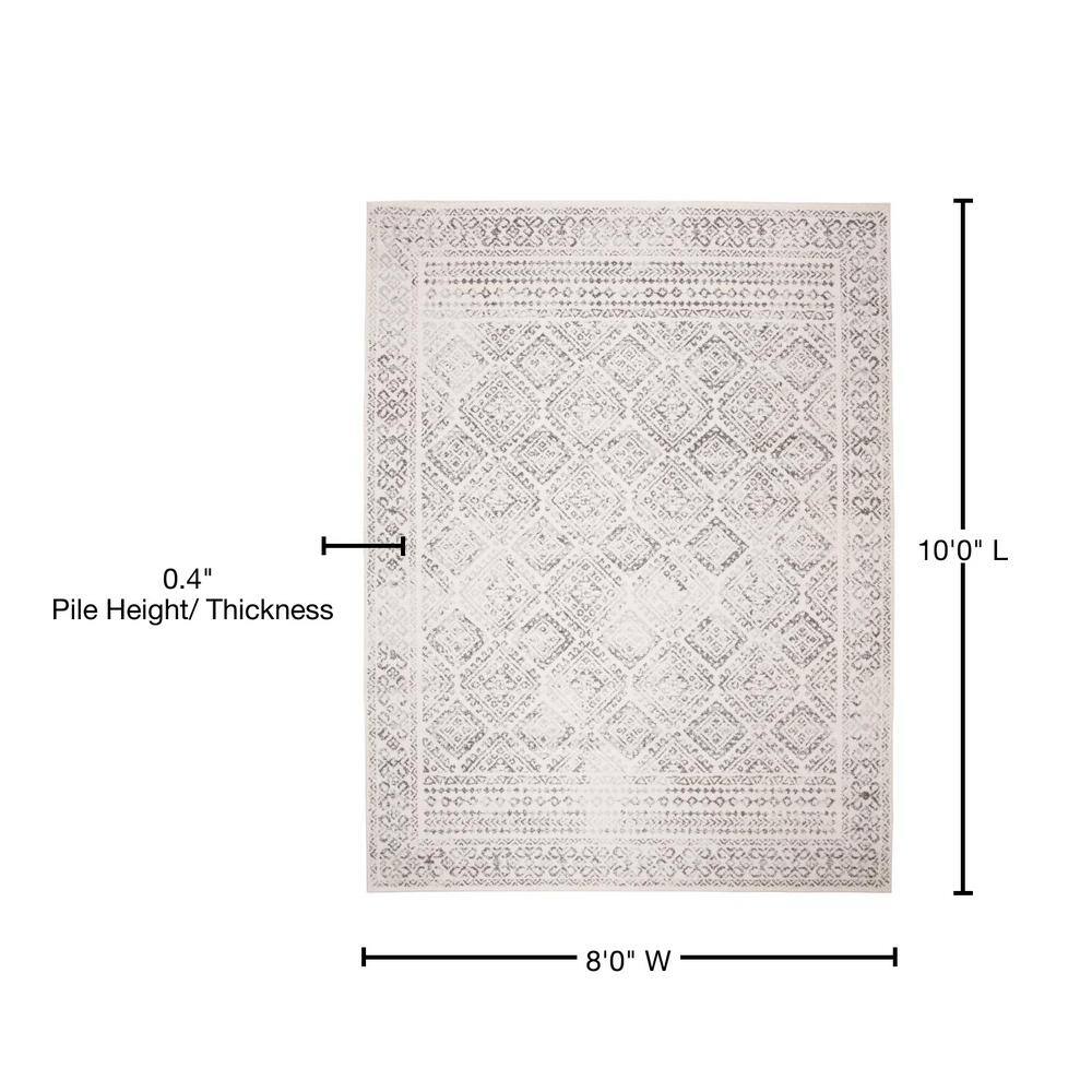 Hand-Knotted Ivory/Grey Round Synthetic Area Rug, 8' x 10'