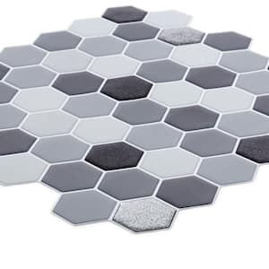 Self-Adhesive Quatrefoil Glitter Accent, Grey, 10 in. x 10 in. Peel and Stick Wall Tiles 10 in. x 10 in.