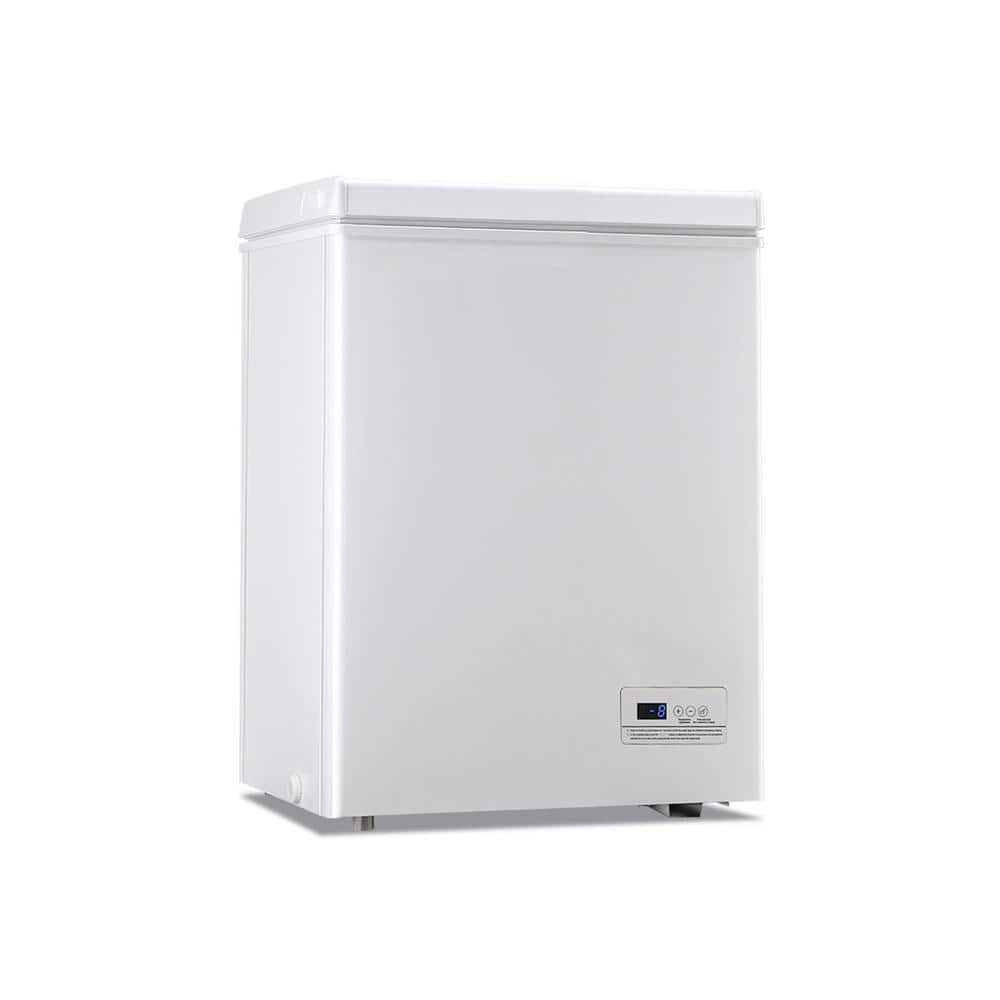 4.0 cu. ft. Manual Defrost Mini Upright Freezer in White with 2 Removable Baskets, Digital Control Panel for Home