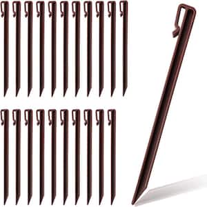 12-Pack Plastic Edging Nails, 9.84-in. Paver Edging Spikes, Landscape Anchoring Spikes Weed Barrier Brown