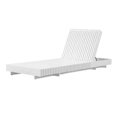 Oasis Modern 1-Piece Patio Solid Wood Adjustable Backrest Outdoor Chaise Lounge without Cushion, White
