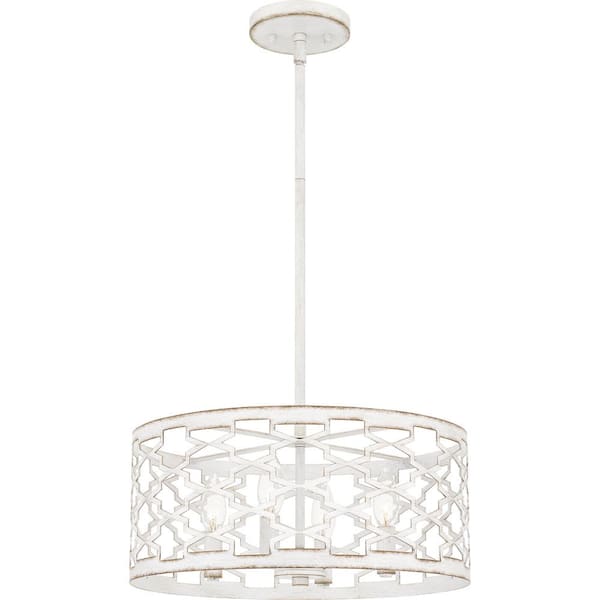 Quoizel Dalia 4-Light Antique White Shaded Pendant
