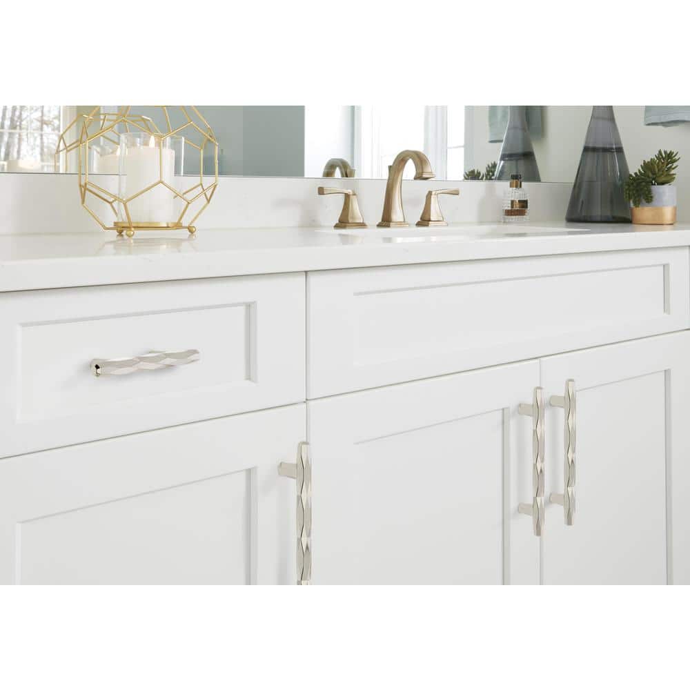 Polished Nickel Modern Bar Cabinet Pull with Mounting Hardware