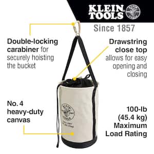 Canvas Bucket with Drawstring Close, 17-Inch