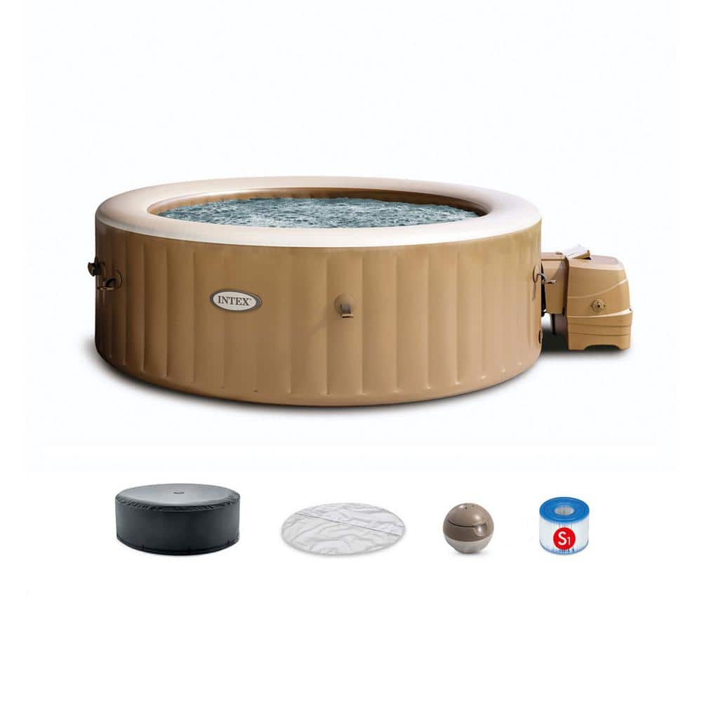 Intex PureSpa Tan 6-Person Inflatable Round Hot Tub Spa Set