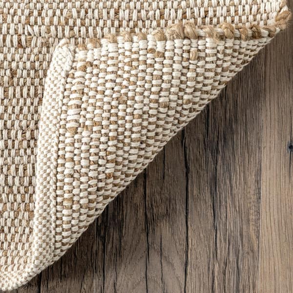 nuLOOM Elfriede Solid Jute Natural 10 ft. x 14 ft. Area Rug