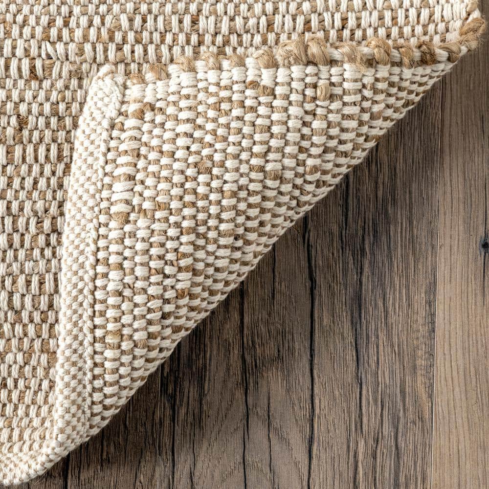 Handcrafted Blue Jute-Cotton Blend 6' x 9' Flat Woven Area Rug