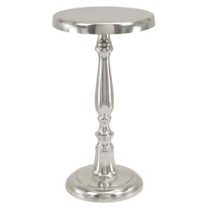 13 in. Silver Small Large Round Aluminum End Accent Table