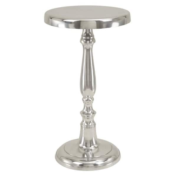 Litton Lane 13 in. Silver Small Large Round Aluminum End Accent Table