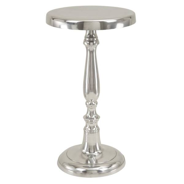 Litton Lane 13 in. Silver Small Large Round Aluminum End Accent Table ...