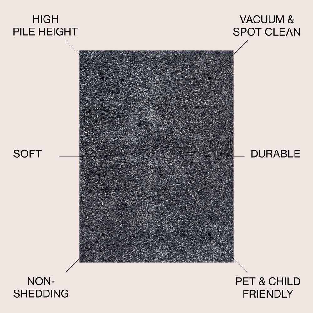Mercer Shag Plush Denim Blue 3' x 5' Rectangular Area Rug