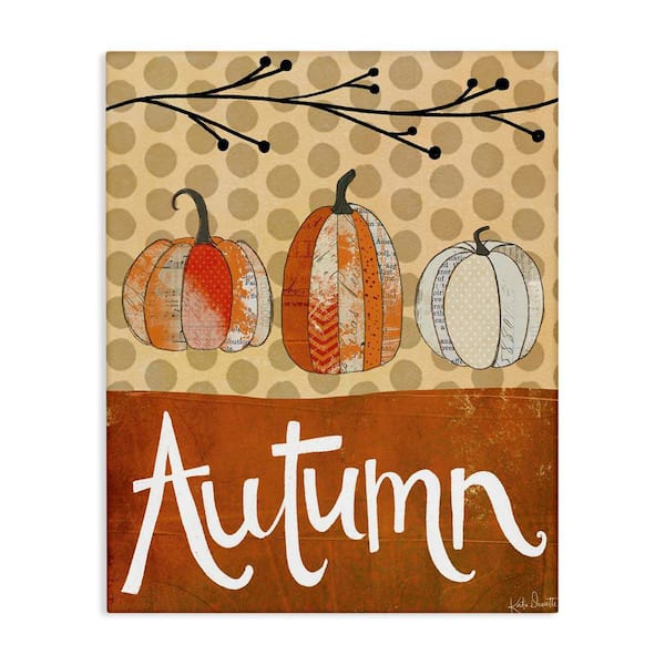 Stupell Industries Traditional Autumn Pumpkin Abstract Gourds by Katie Doucette Unframed Graphic Typography Art Print 40 in. x 30 in.